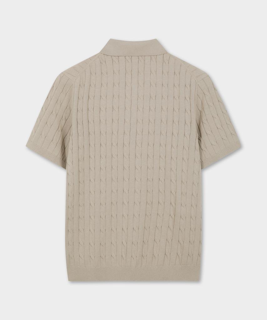 BROOKS BROTHERS Cotton Cable Polo Short Sleeve Sweater (Beige) (Bbwtmog204)