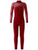 Children Girls Fashion Leotard Long Sleeve Round Collar Hollow Back Skating Performance Jumpsuit