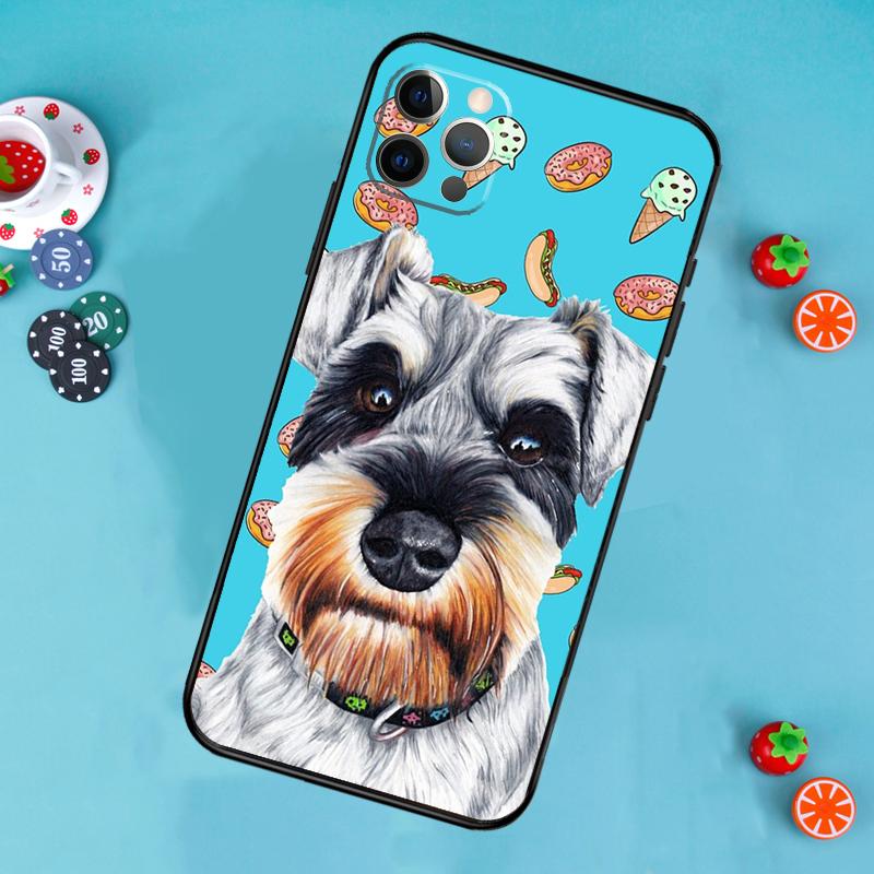 Miniature Schnauzer dog art Phone Case For iPhone 16 15 11 12 13 14 Pro Max Mini X XR XS MAX Plus Cover Coque