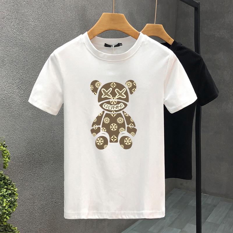 New Design High Quality Luxury Brand Bear Printing Clothing T-Shirt Harajuku 100% Cotton For Men's O-Neck Short Sleeve Top Tees