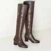 Women's High-heeled Boots Sexy European and American Style Autumn and Winter New Item Solid Color Thick Heel Plus Size Knee High Boots