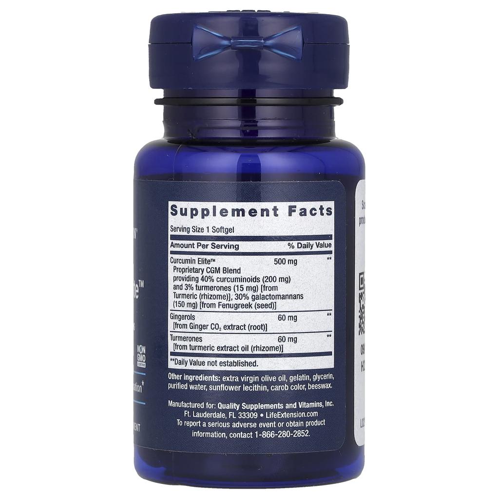 Life Extension Advanced Curcumin Elite, Turmeric Extract, Ginger & Turmeric, 30 Softgels