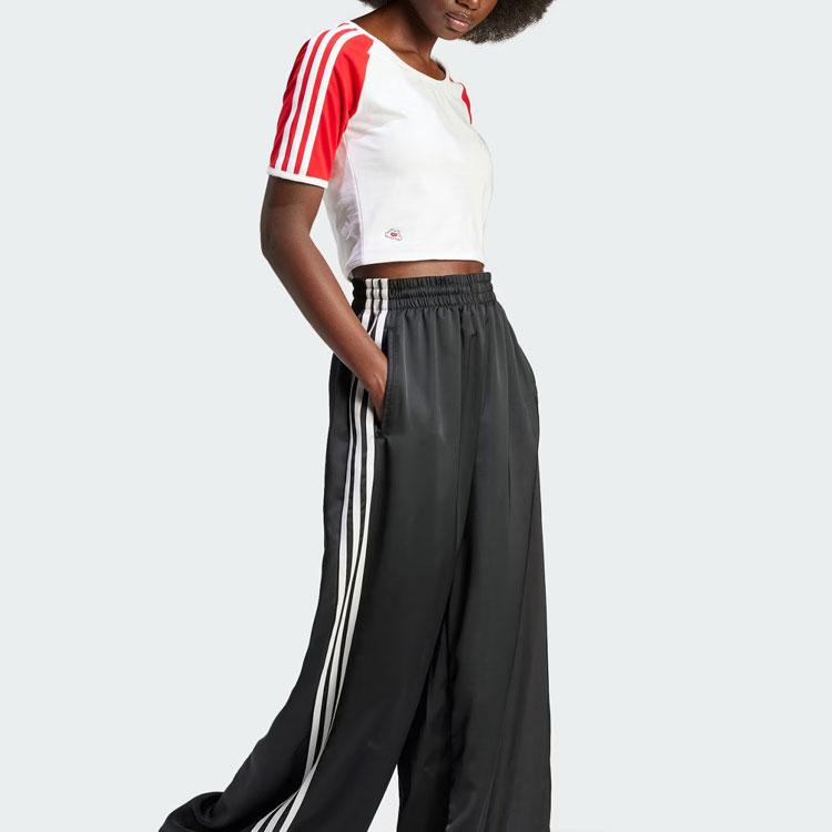 Adidas Оригинальный спортивный укороченный топ в полоску с цветными блоками и вышитым логотипом Disney Микки, женские топы белого цвета IY2268