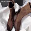 Остроносые женские высокие сапоги, модные элегантные туфли на высоком каблуке, тренд 2025 года, массивные дизайнерские туфли-лодочки, готические классические зимние ботинки Mujer