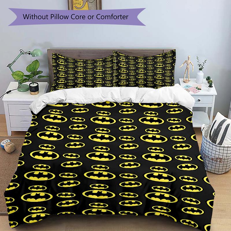 3pcs Batman Signal Bedding Set, Soft Polyester Duvet Cover and Pillowcases Machine Washable Seasons all suitable & Guest Room Decor253