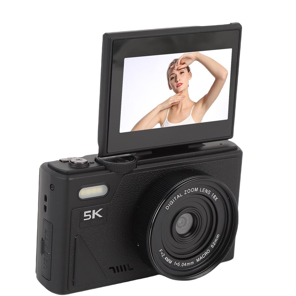 Цифровая камера 5K 75 МП HD 18-кратный зум Автофокус Поворотный на 180° Экран Стабилизация изображения Ретро Цифровая камера для селфи Путешествий