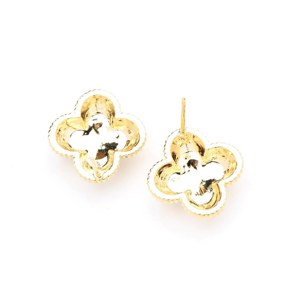 European and American niche two-color gold electroplated earrings exquisite micro-inlaid zircon leaf earrings 925 silver needle earrings women's acces