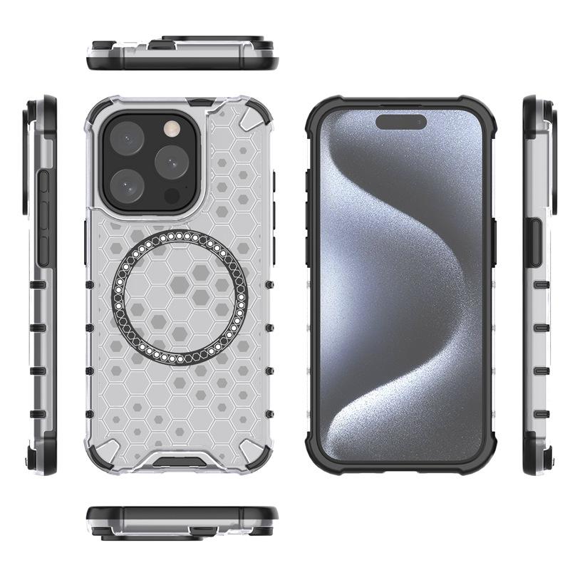 Применимый защитный чехол 2-в-1 с охлаждением для iPhone17Pro max Apple 16 сотовая структура магнитное крепление противоударный чехол для мобильного телефона