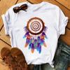 Maycaur Women Summer Short Sleeve Dreamcatcher Feather  3D Print Lady T-shirts Top T Shirt  Tee T-Shirt