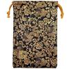 Senshishuin Nishijin Brocade Drawstring Bag Black and Gold Dragon Medium Size (Lined) Design,