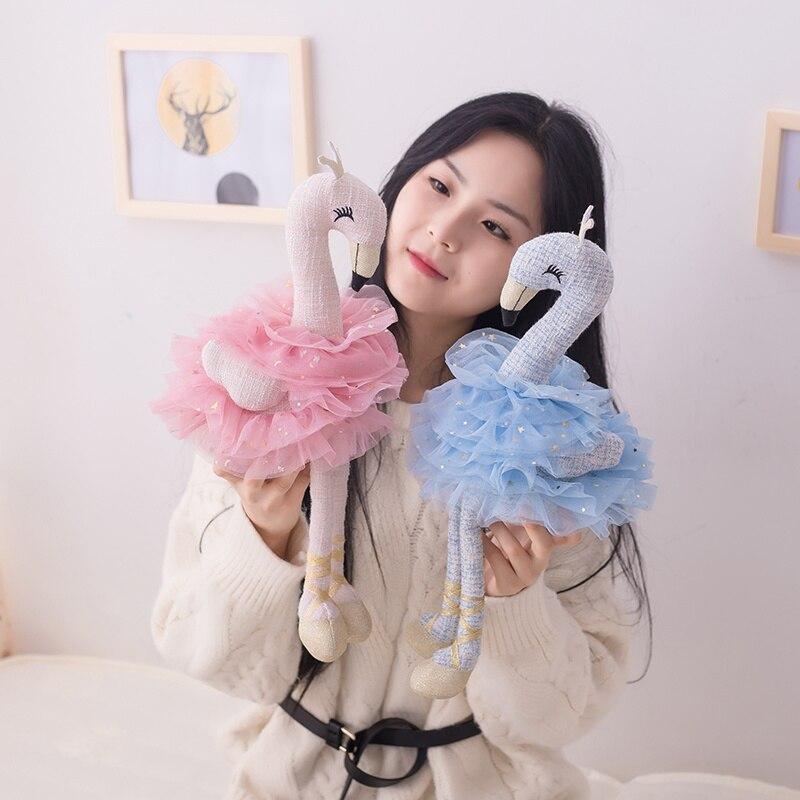 1pc 45cm Swan Plush Toys Cute Flamingo Doll Stuffed Soft Animal Doll Ballet Swan With Crown Baby Kids Appease Toy Gift For Girl