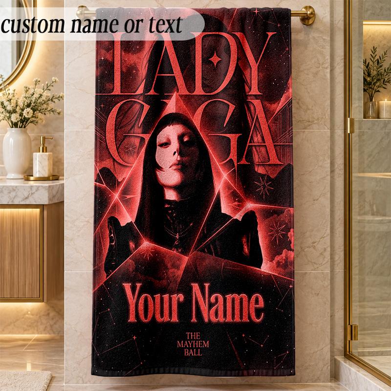 Beach TowelLady Gaga Custom Name Text Personalized Soft Towel for Beach Pool Indoor Home Decor Gift
