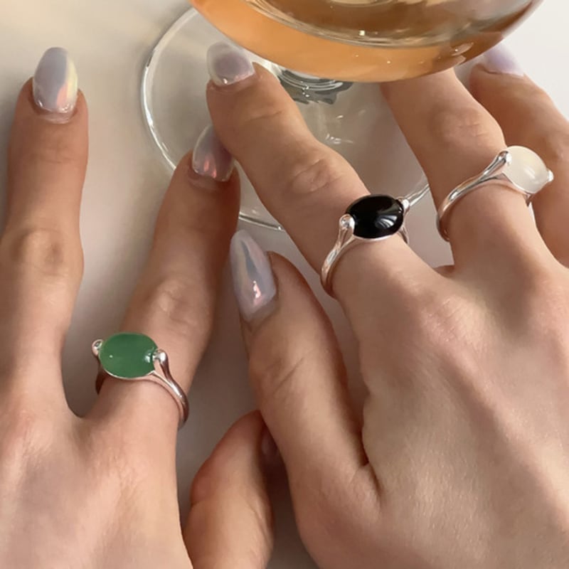 mosxe [925silver] Point big stone ring (3color)