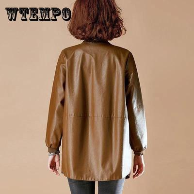 Кожаная куртка средней длины, женская весенне-осенняя свободная бейсбольная куртка из искусственной кожи, кожаная куртка