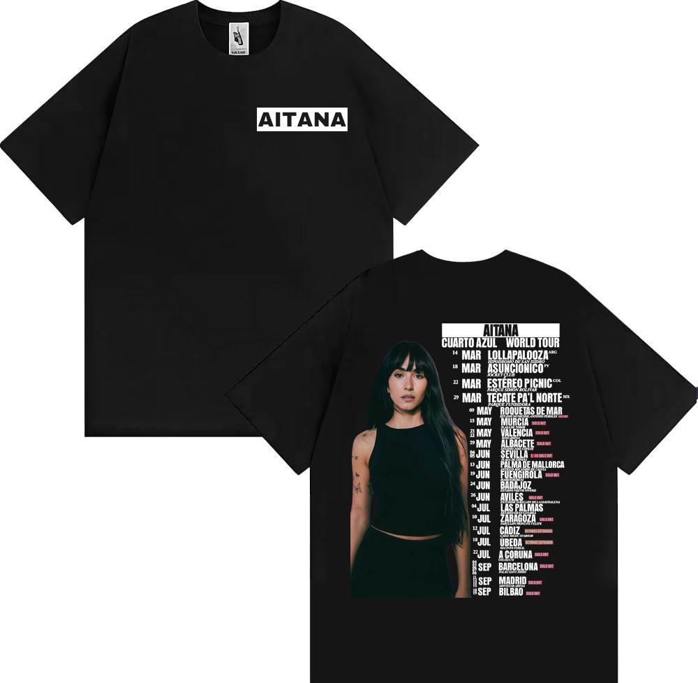 Aitana Cuarto Azul Wdrld Tour 2026 Tshirts Men Women Hip Hop Hipster High Street T Shirt Casual 100 Cotton Short Sleeve Tshirt