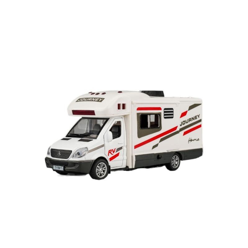 1/32 Luxury RV Recreational Diecast Vehicles Car Model Camper Van Motorhome Touring Car Model Sound and Light Childrens Toy Gift