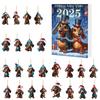 Christmas Dachshund Advent Calendar 2025 Xmas Countdown Calendar 2D Cartoon Dachshund Hanging Decorations Happy New Year Gift for Kids