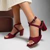 Women's Summer Sandals Medium High Heel Outdoor Sandalias Elegant Wedding Shoes Bridal Ankle Strap Slingback Sandals