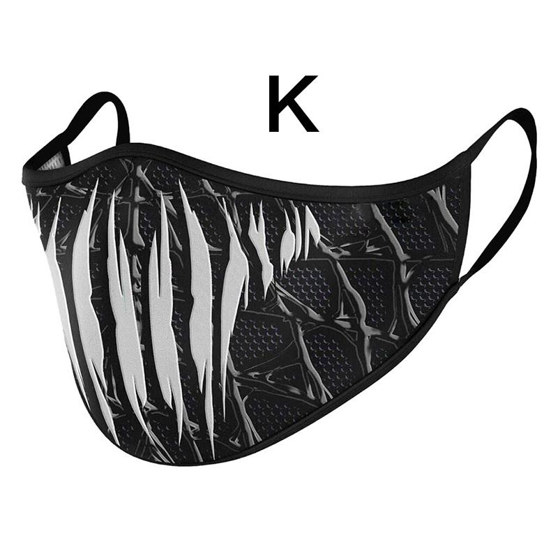 12 цветов Хэллоуин 3D печатная маска многоразовая рот-муфель Экологическая мода Спорт на открытом воздухе