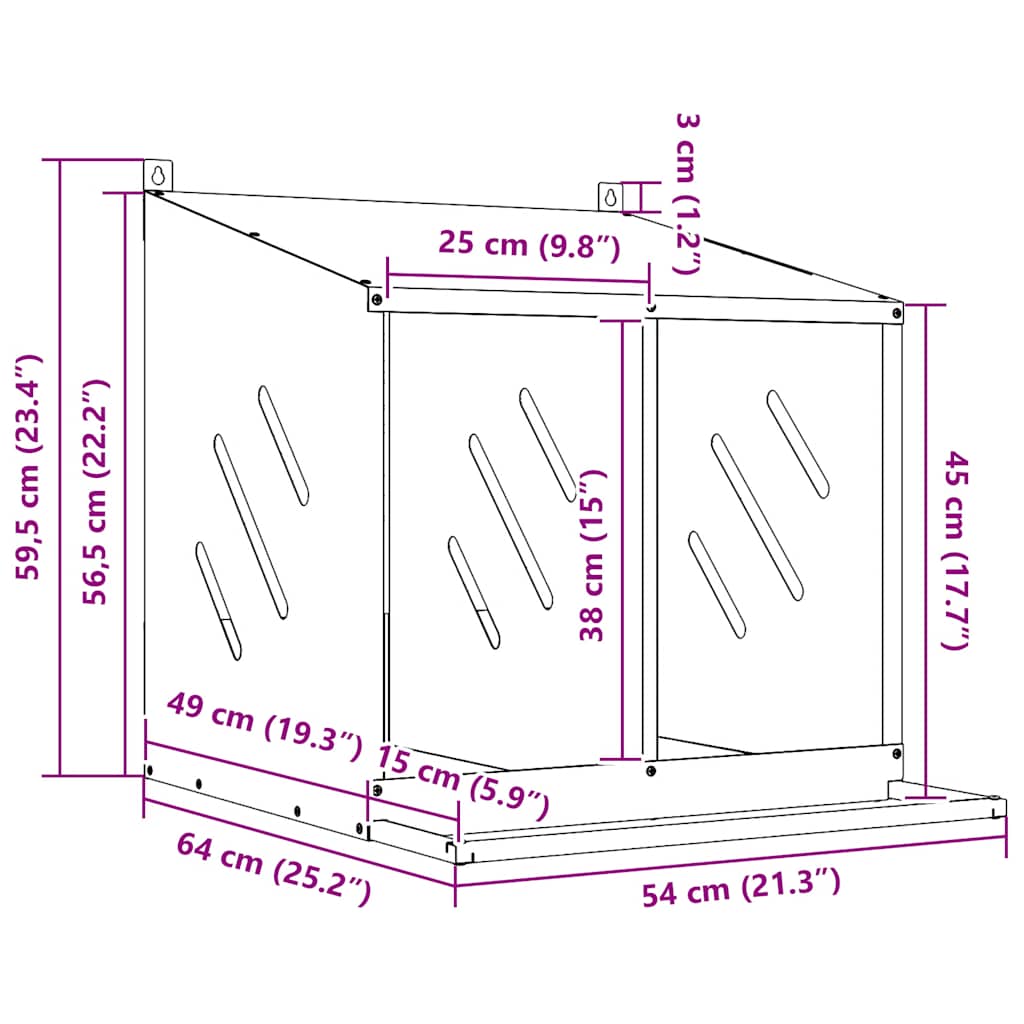 Chicken Nest Box with 2 Compartments Galvanized Silver Metal