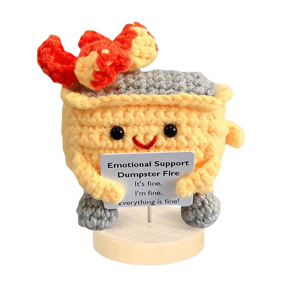 Emotional Support Dumpster Fire Cute Positive Crochet Dumpster Fire Crochet Trash Can Fire Funny Gifts for Friends Coworker
