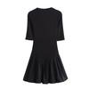 Autumn 2024 Women's European & American Style Poplin Short Sleeve Stand Collar Dress