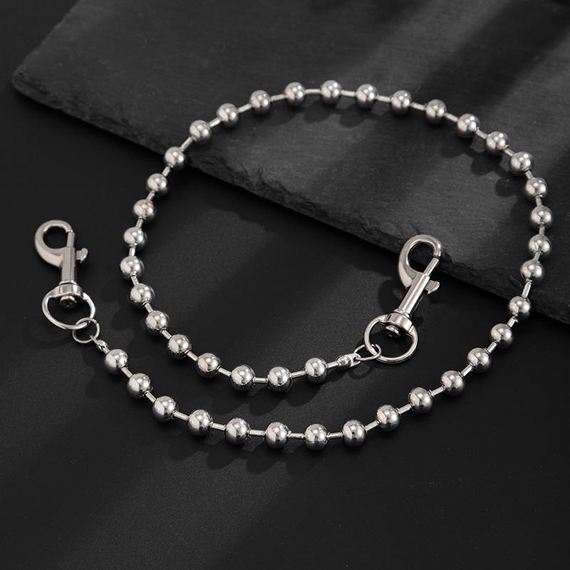 Punk Personalized Jeans Pants Chain For Men Minimalist Vintage Hip Hop Waist Chain Simple Round Beads Adjustable Waist Chain