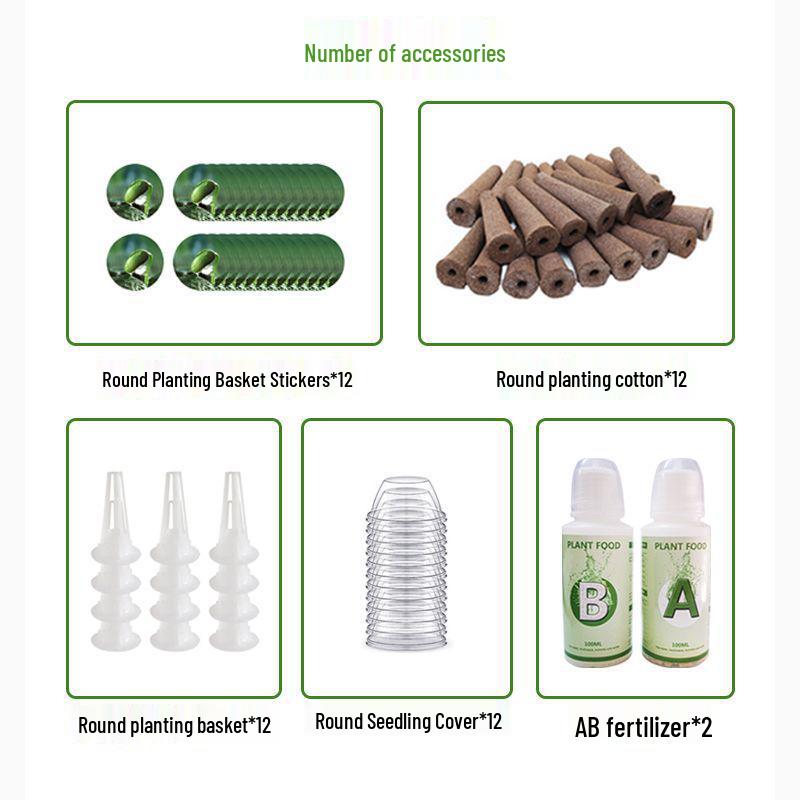 AeroGarden-Compatible Hydroponic Basket Kit with AB Fertilizer for Soilless Planting