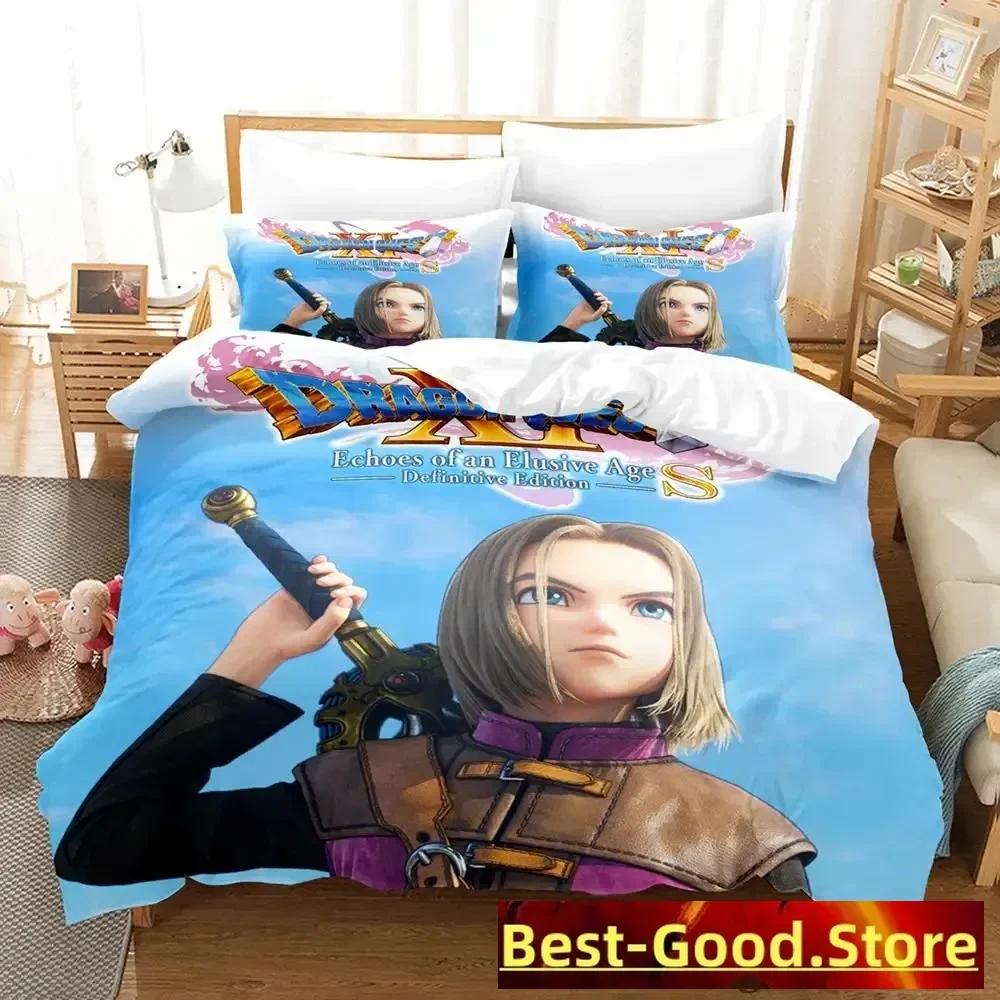 Игра Dragon Quest XI Комплект постельного белья Односпальный Двуспальный Полный Королевский Размеры Размеры Комплект постельного белья Взрослые Люди Детская спальня Пододеяльник Комплекты parure de