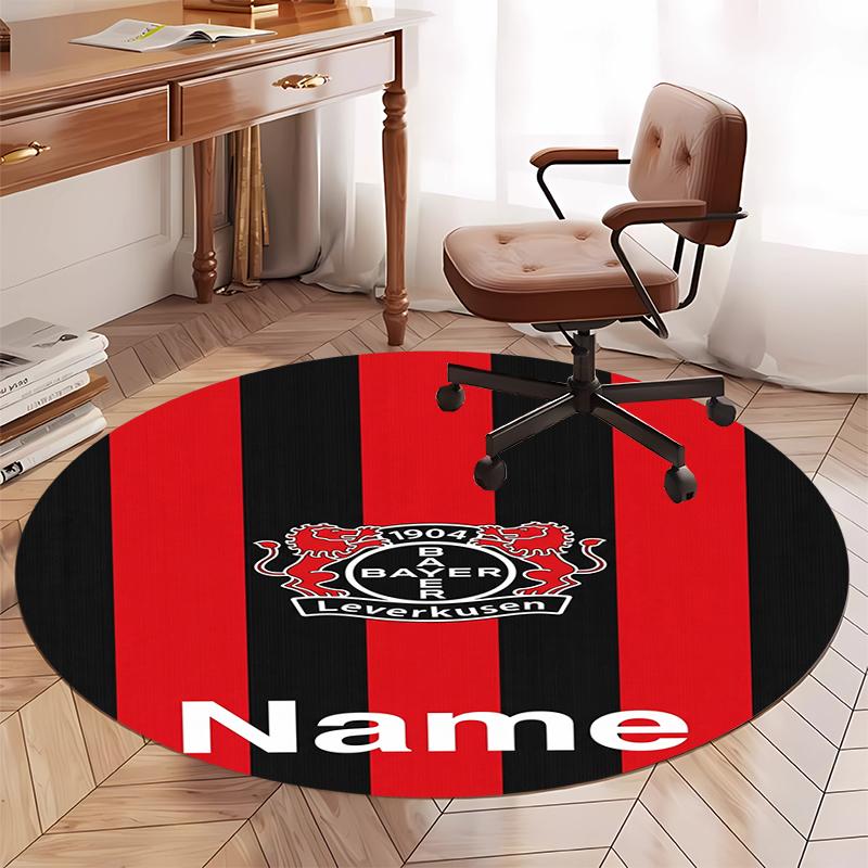 Custom Name Bayer Leverkusen Printed Round Rug Carpet Chair Rug Area Rug Entryway Doormats,for Office Chair Living Room Bedroom Kitchen Room.