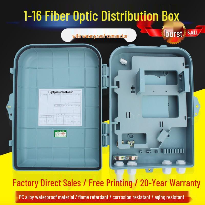 Dual-Use Fiber Optic Splitter Box: 16-Core Indoor/Outdoor, 24-Core FTTH Hallway, Pole & Wall Mount.
