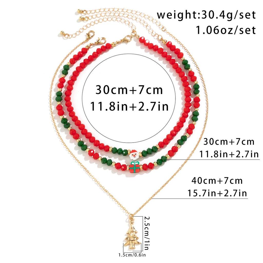 European and American Beaded Snowman Choker Necklace - Women's Imitation Crystal Christmas Gift Jewelry
