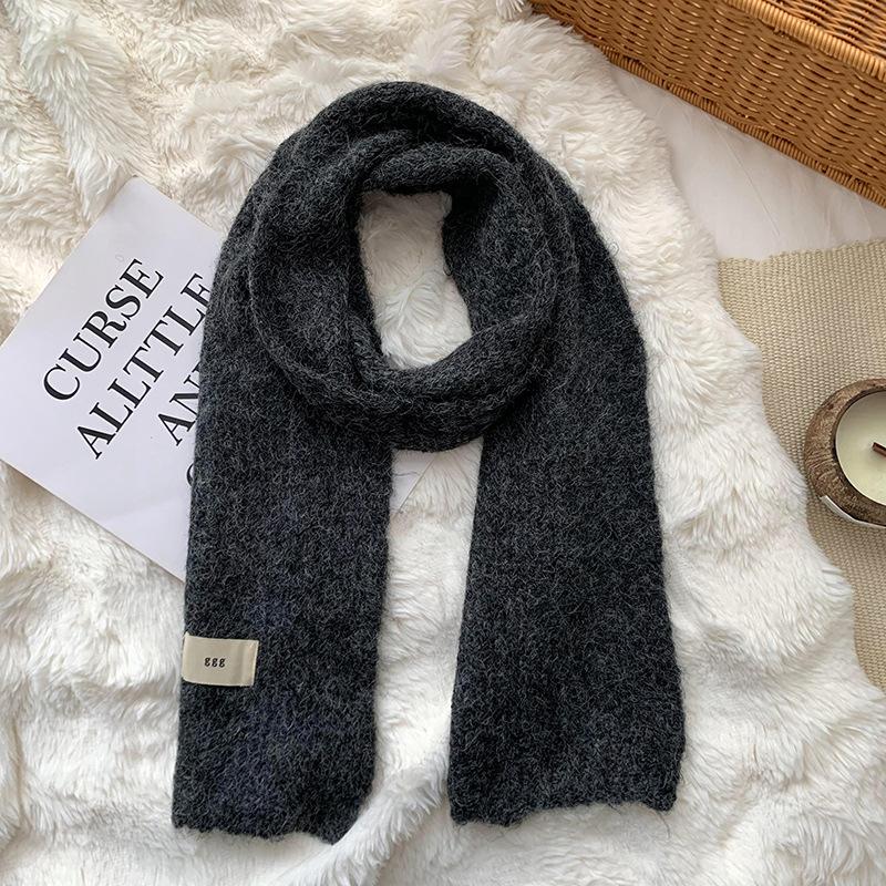 Шарф женский зимний высокого класса новый однотонный теплый шарф из имитации кашемира вязаный шарф шаль
