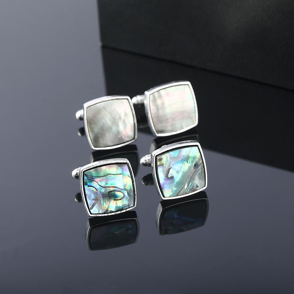 Elegant Abalone Shell Design Mens Cufflinks Funny Business Wedding Heart Oval Square Shaped Sleeve Button
