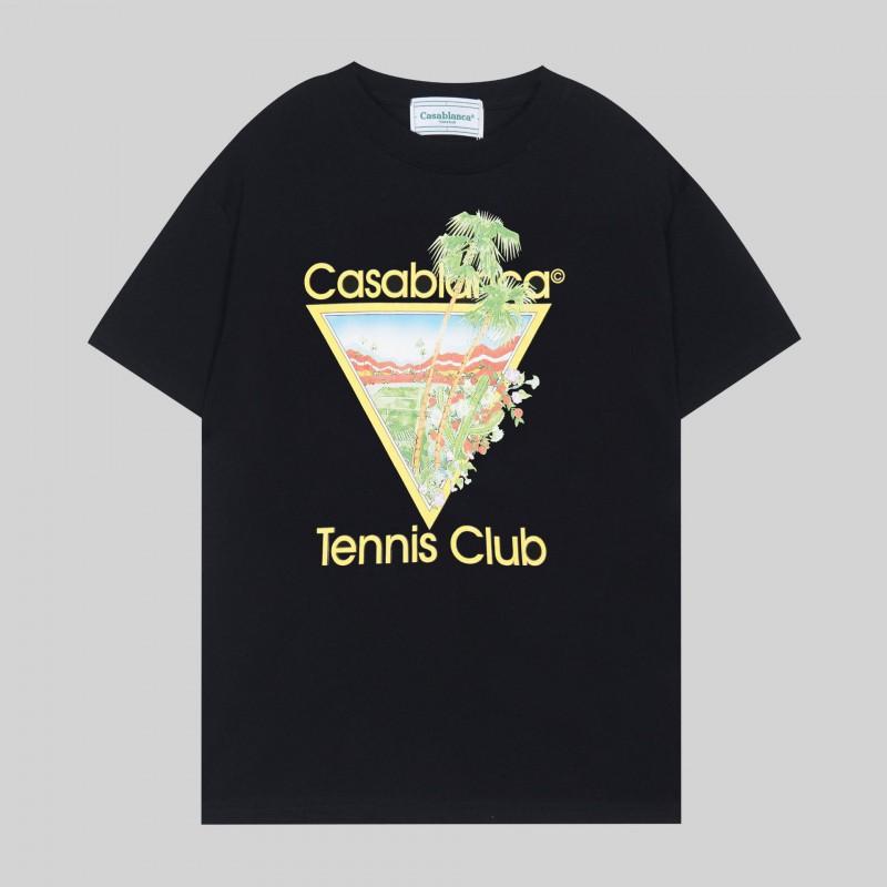 Casablanca Tropical Fruit Print Short Sleeve T-Shirt Teen Boys Casual Loose Fit Crewneck Tee