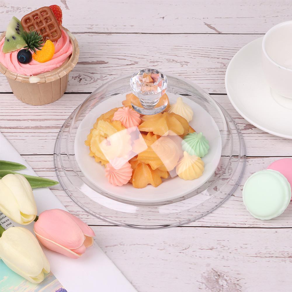 Round Dish Creative Acrylic Dust-Proof Food Cover Food Cover Fruit Display Holder Cake Bread Plate