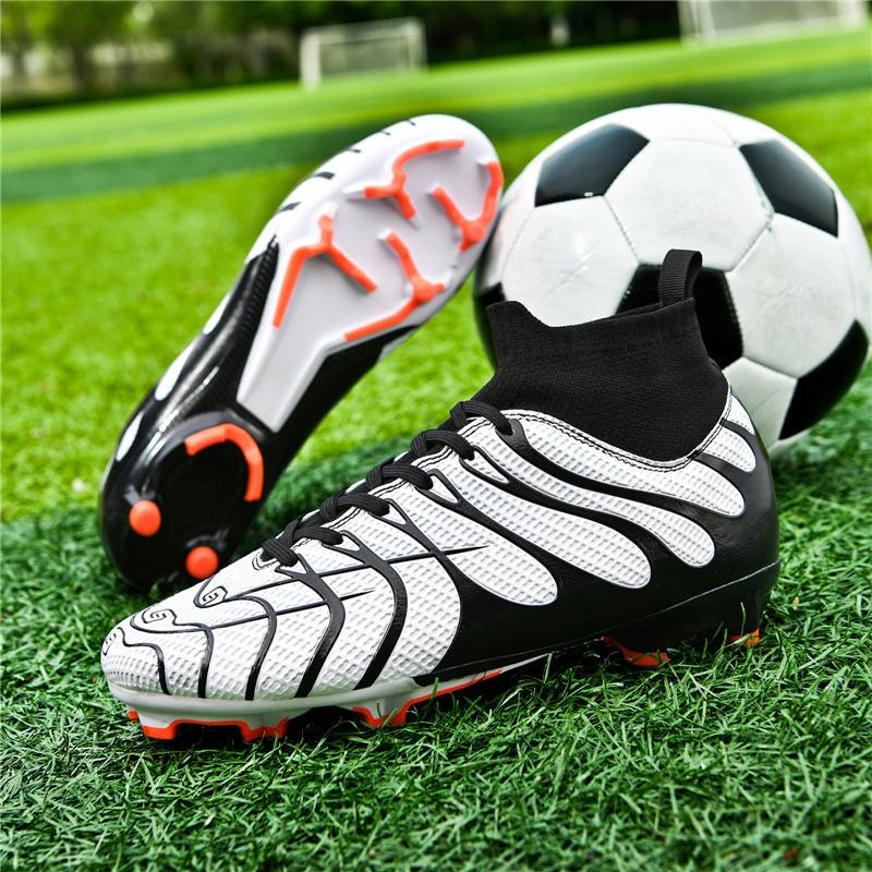 HOHO FAIR Soccer Shoes Large Size 35-45 Men's/Children's High-top Long-nailed Outdoor Anti-slip Football Boots