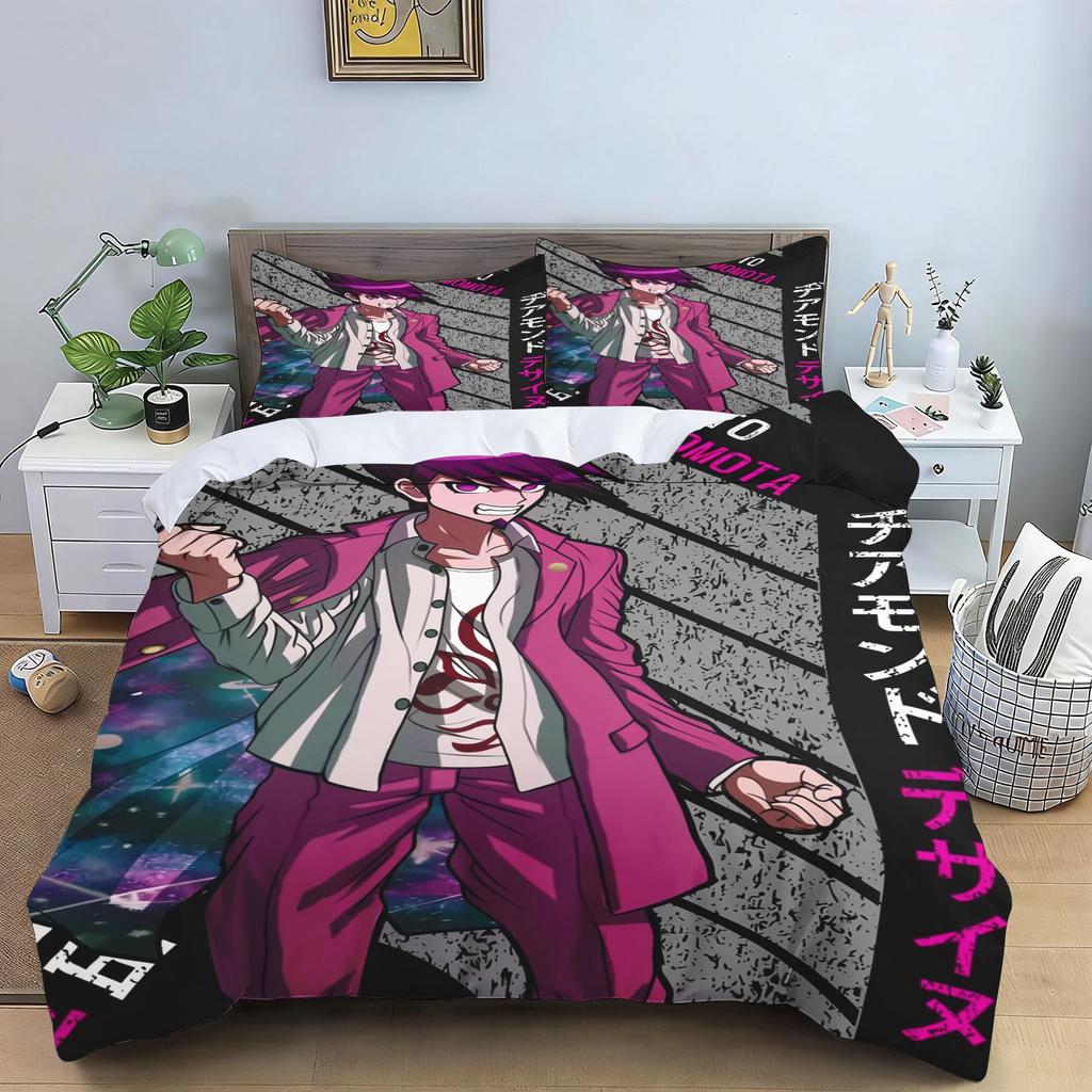 Набор постельного белья Danganronpa Аниме Пододеяльник Мультяшный Набор Постельного Белья Monokuma Пододеяльник Наволочка Мягкая Кровать Спальня Декор Дом