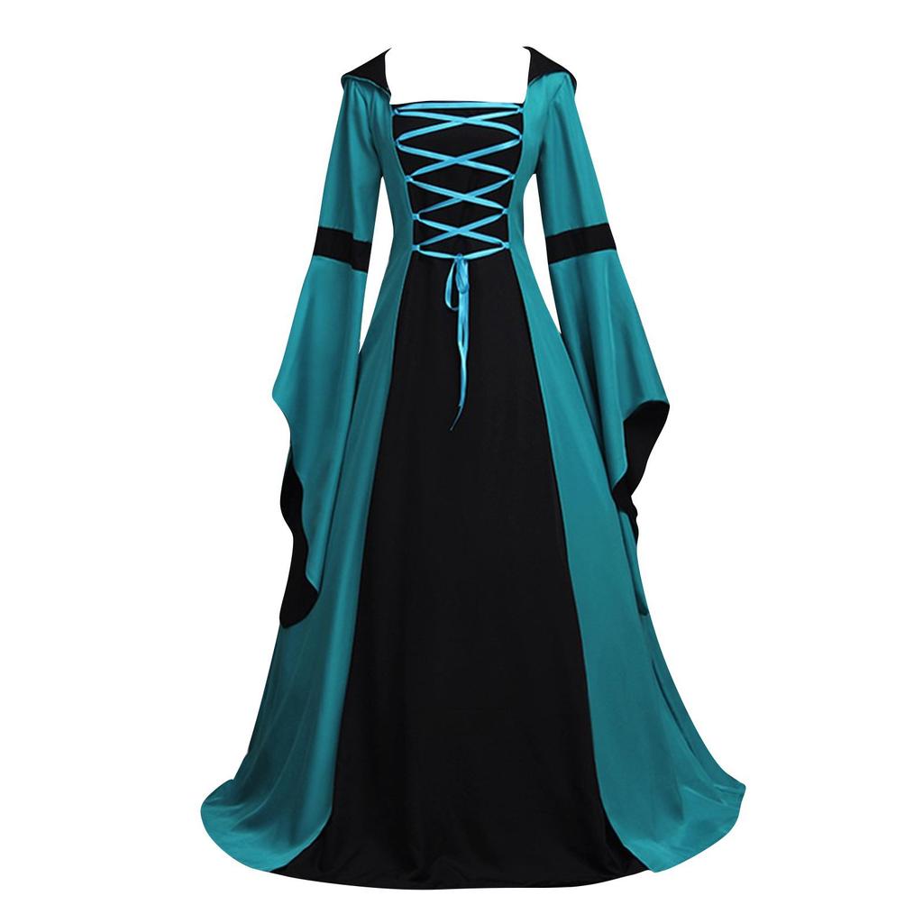 Women's Halloween Dress Fashion Vintage Long Sleeve Big Swing Dress
