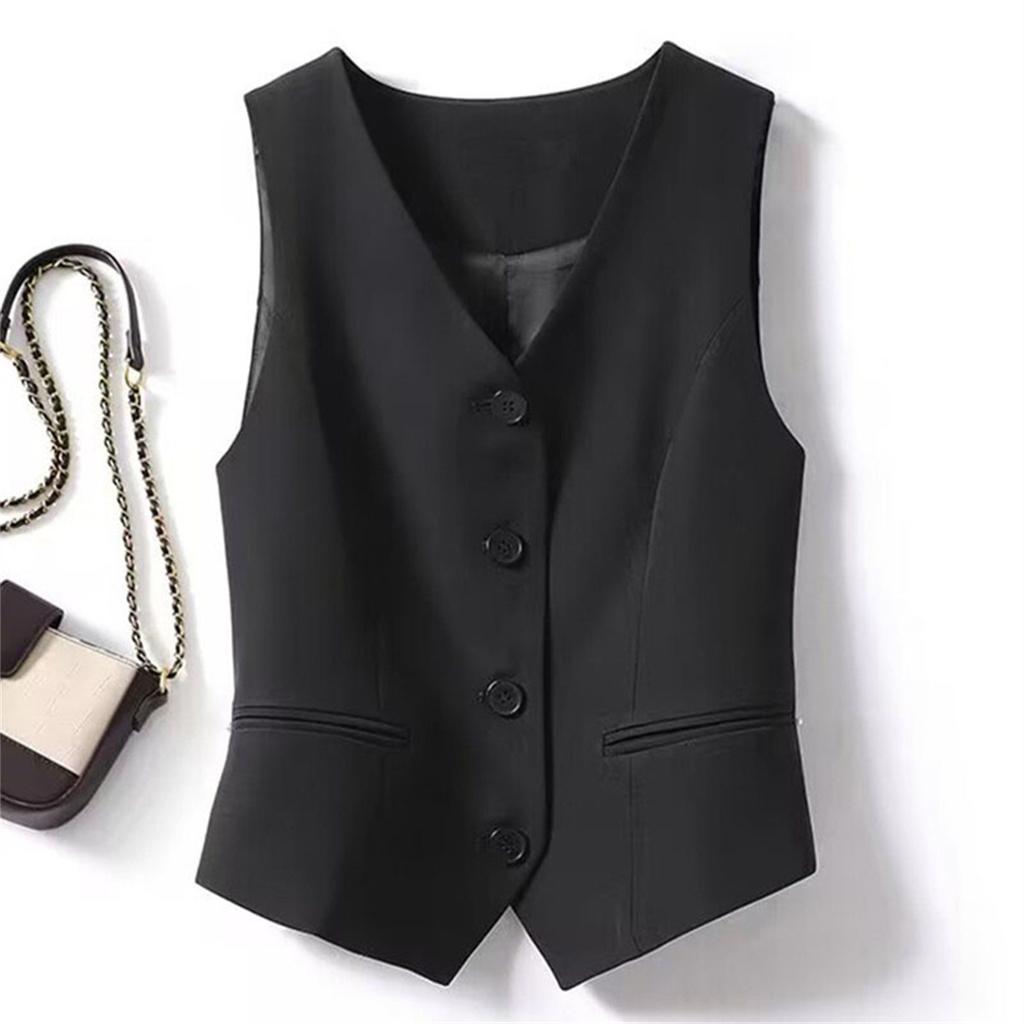 Spring Summer Korean Fashion Vest New Women Short Fashion V-neck Sleeveless Casual Blazer Waistcoat Coats Female Tops