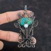 Chrysocolla Gemstone Pendant Copper Wire Wrapped Handmade Pendant Rainbow Moonstone Pendant Copper Jewelry Deer Face Pendant Gifts For Mom