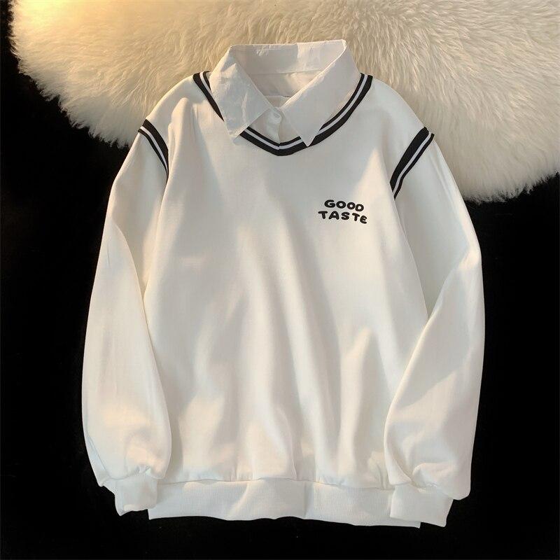Harajuku лоскутные толстовки с буквенным принтом, женская одежда, осенне-зимняя флисовая толстовка в консервативном стиле, с длинным рукавом, черно-белая, зеленая, негабаритная толстовка