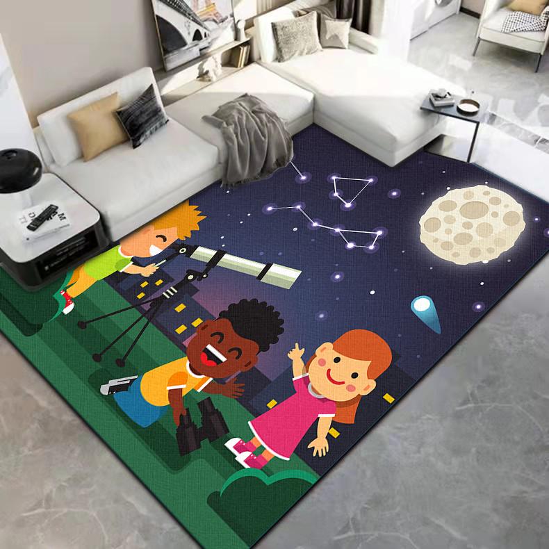 Cartoon Astronaut Carpet Camping Cushion Floor Mat Living Room Game Area Rug Floor Mat Children's Room Play Aera Mat Kawaii Rug