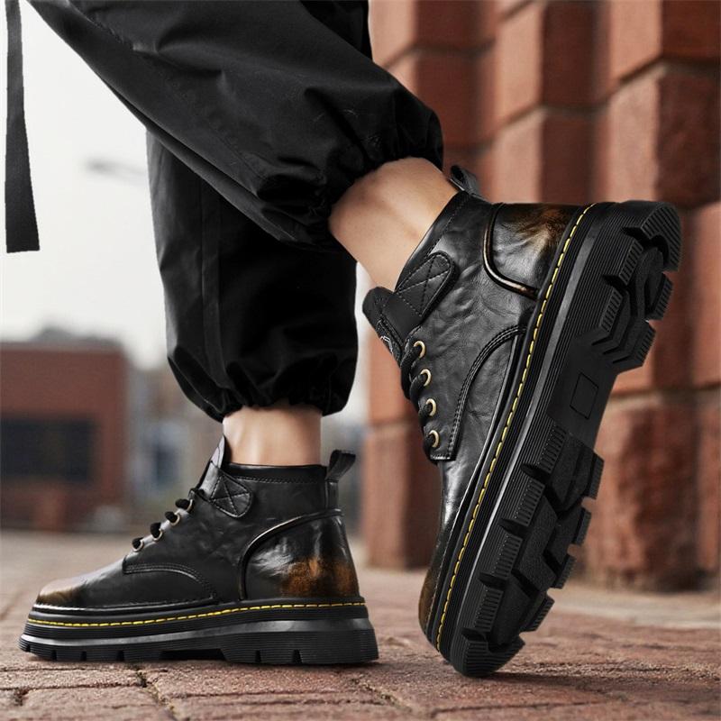 Мужские ботинки Прочные зимние ботинки Удобные нескользящие ковбойские ботинки для пожилых людей Мужские повседневные уличные кроссовки