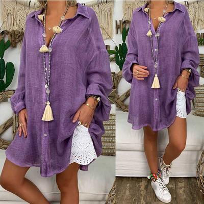 Блузки Рубашки Женские топы с длинным рукавом на пуговицах Свободная повседневная хлопковая блузка Рубашка Blusas Льняная рубашка больших размеров Женская белая