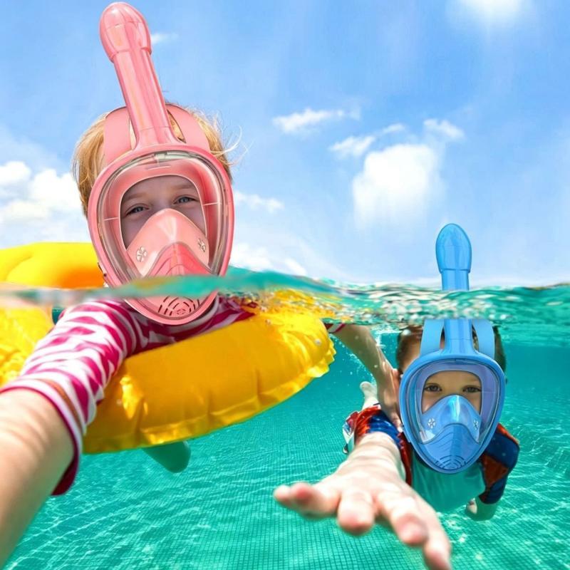 Full Face Snorkel Mask Anti Leak Anti Fog 180 Panoramic View For Snorkeling Swimming Water Sports