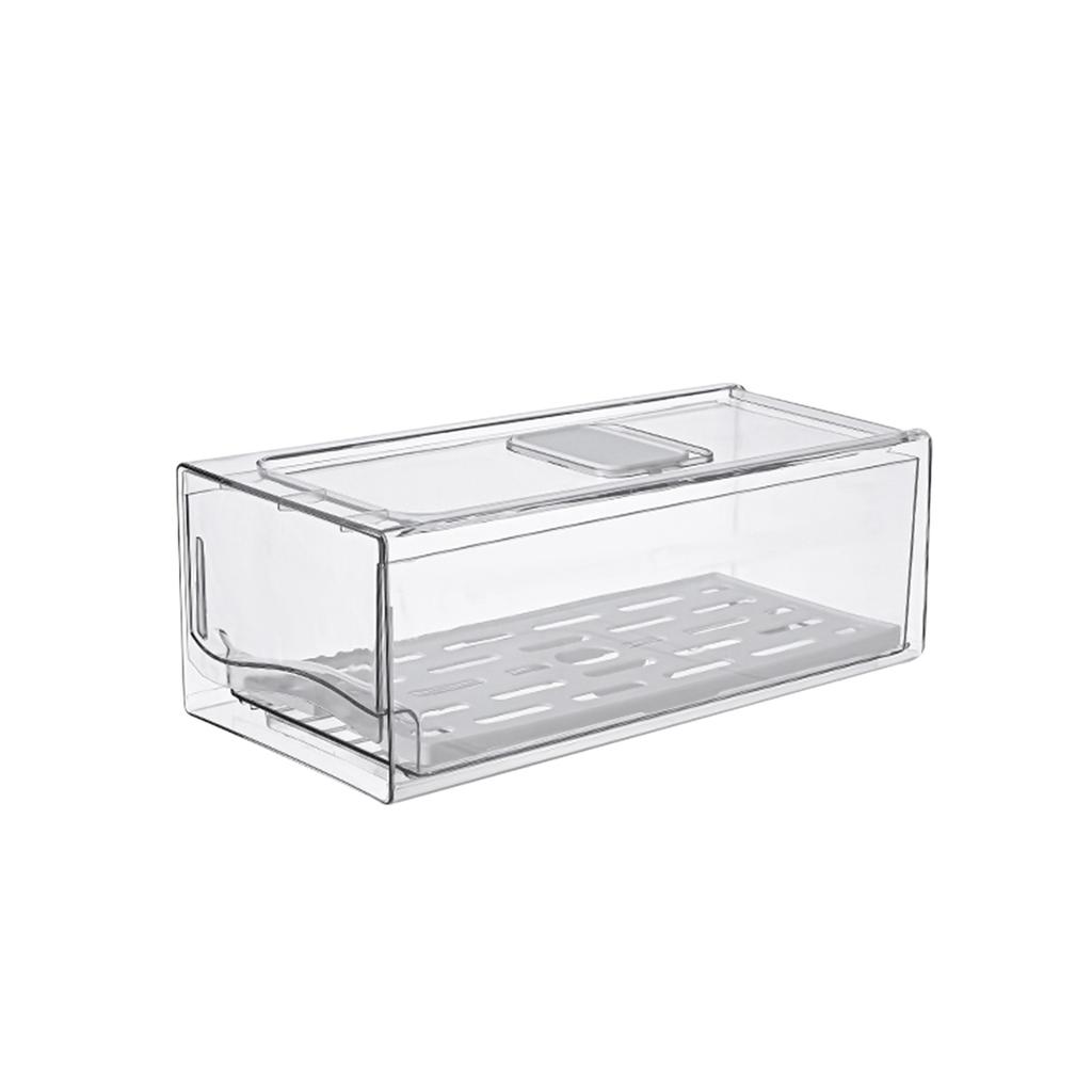 Fridge Organizer Bins With Pull Out Drawer Stackable Refrigerator Drawers ,Clear Cabinet Organizers For Kitchen Pantry Bedroom  Closet Produce Storage