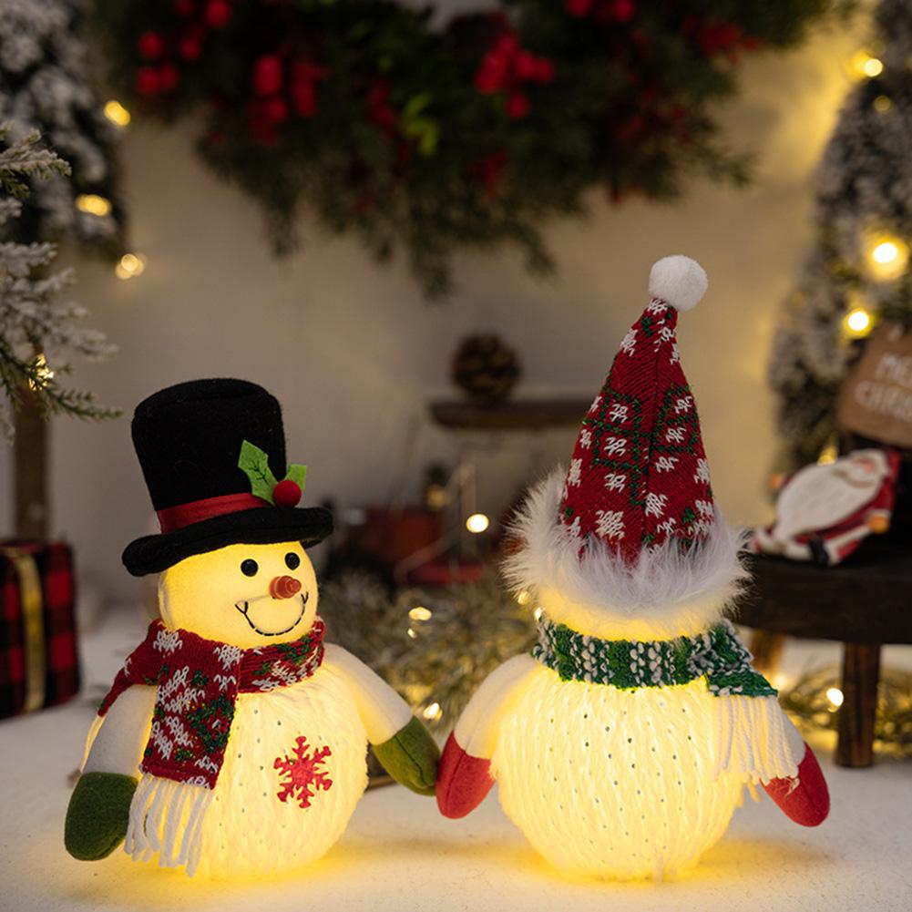 Lighted Christmas Table Decorations, LED Lighted Xmas Snowman Ornaments, Lighted Up Christmas Snowman Doll For Home Indoor Holiday Party Decor