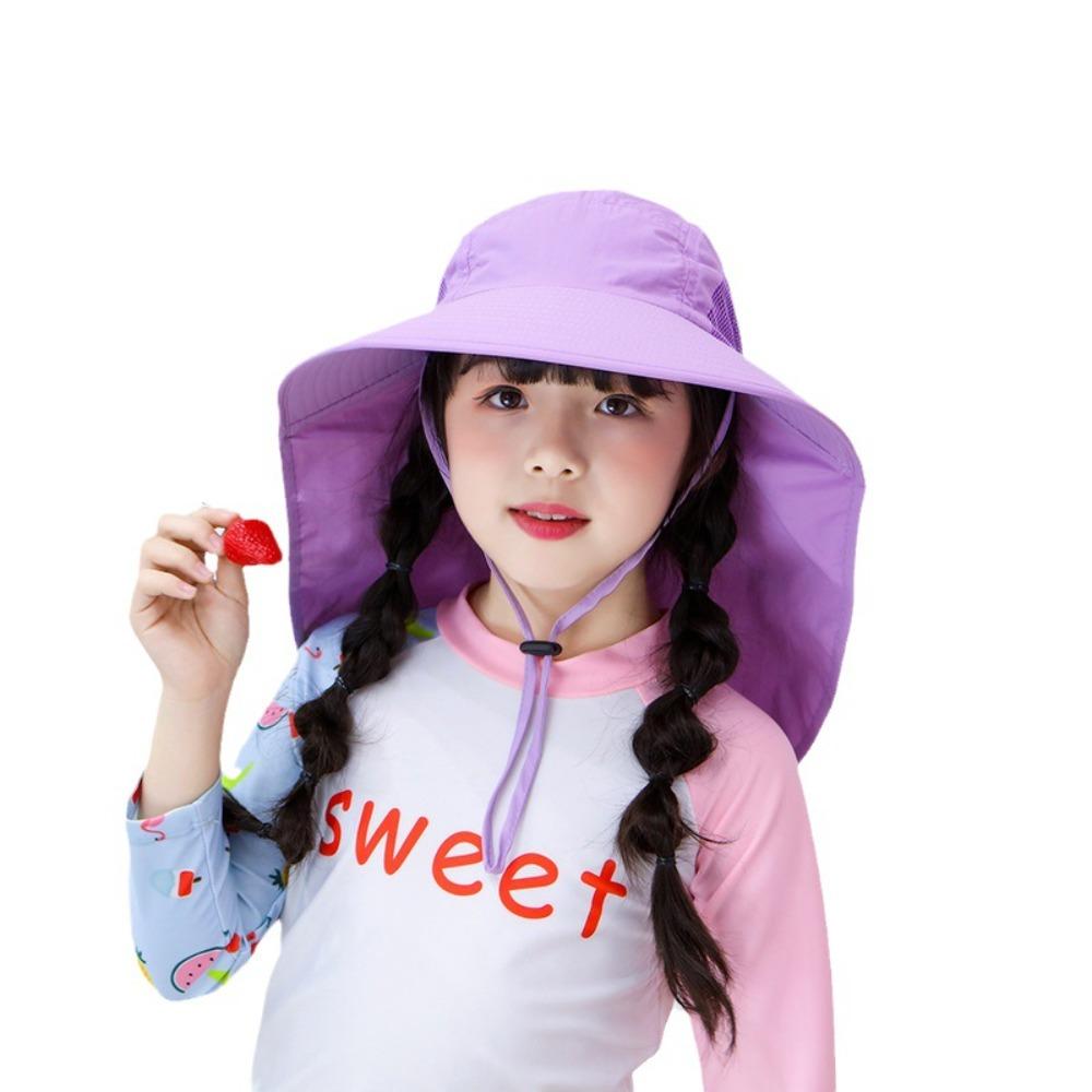 Fashion Kids Sun Hat UV Protection Broad Brim Bucket Hat Casual Summer Cap with Whistle  Summer