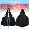 Chic And Comfortable Black Hooded Cloak For Unisex Costume And Cosplay Events